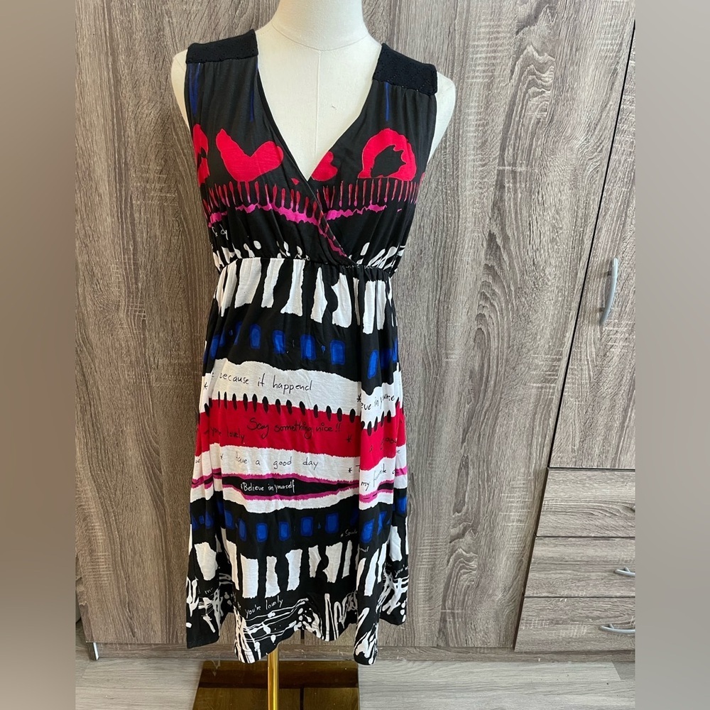 DESIGUAL Cute Abstract Striped Designer Dress. Size XL